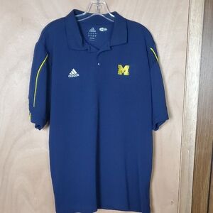 Adidas Men's Blue Polo Shirt with Yellow Details